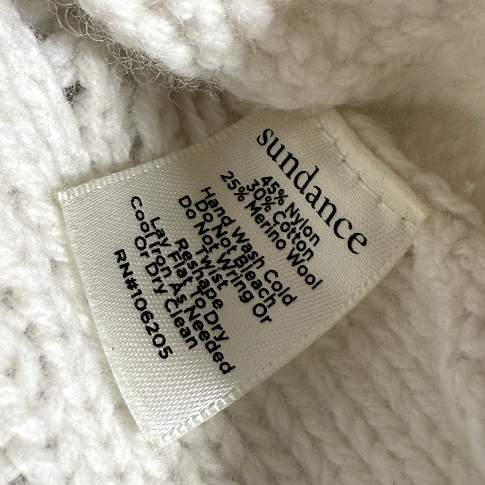 Sundance Sweater Womens Medium Wool Blend Cable Knit Cream Boxy Balloon Sleeve - Picture 10 of 12